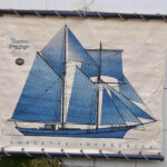 Représentation bateau sur tissu